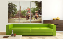 Carica l&#39;immagine nel visualizzatore di Gallery, Ayutthaya, Thailand Walking with Elephants Canvas Eco Leather Print, Made in Italy!