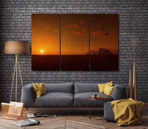 Uluru Ayers Rock at Sunset Australia Canvas Eco Leather Print, Made in Italy!