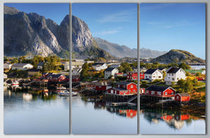3 Piece Lofoten, Norway Framed Canvas Leather Print