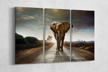 Load image into Gallery viewer, Wild Elephant Walking Wall Decor Canvas Eco Leather Print