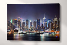 Load image into Gallery viewer, New York City Manhattan Skyline over Hudson River Leather Print, Made in Italy!