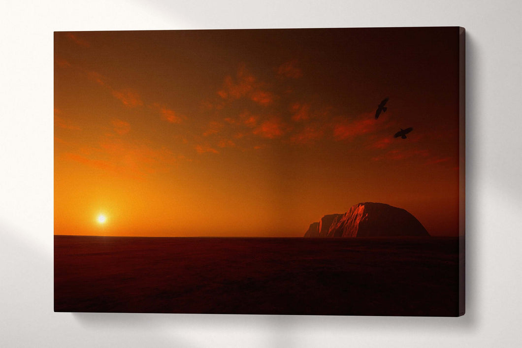 Uluru Ayers Rock at Sunset Australia Canvas Eco Leather Print, Made in Italy!