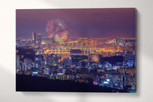 Carica l&#39;immagine nel visualizzatore di Gallery, Seoul Fireworks Festival, South Korea Canvas Eco Leather Print, Made in Italy!