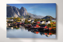 Laden Sie das Bild in den Galerie-Viewer, 3 Piece Lofoten, Norway Framed Canvas Leather Print