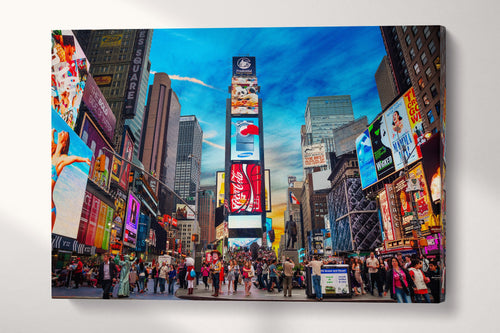 3 Panel Times Square New York Framed Canvas Leather Print