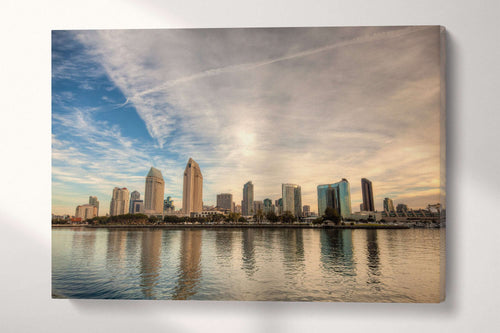 San Diego Skyline Canvas Leather Print, Made in Italy!