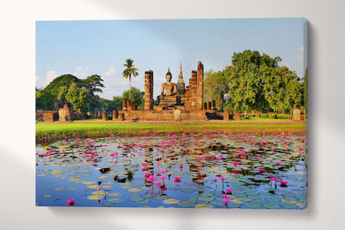 3 Panel Sukhothai Historical Park Framed Canvas Leather Print