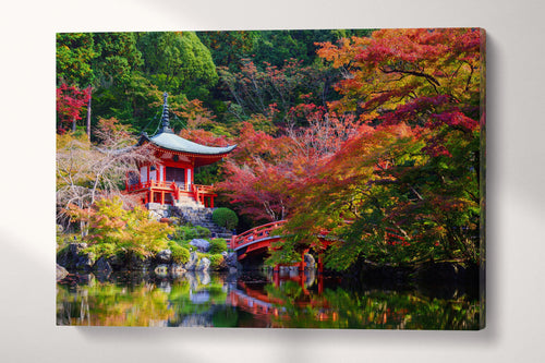 3 Panel Daigoji Temple, Kyoto, Japan Framed Canvas Leather Print