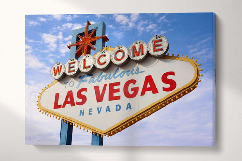 3 Panel Welcome to Fabulous Las Vegas Framed Canvas Leather Print