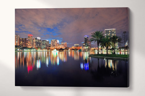 Orlando Skyline Lake Eola Florida Wall Art Canvas