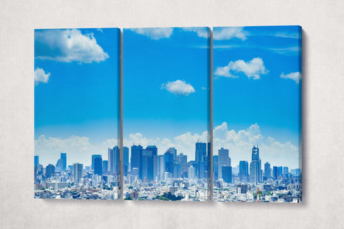 Tokyo Skyline Blue Sky Canvas 3 panels