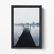 Laden Sie das Bild in den Galerie-Viewer, Loch Ness Foggy Dock Natural Black Frame Canvas Wall Art