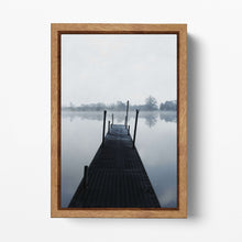 Load image into Gallery viewer, Loch Ness Foggy Dock Natural Wood Frame Canvas Wall Art