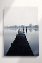 Load image into Gallery viewer, Loch Ness Foggy Dock Natural Framed Canvas Wall Art