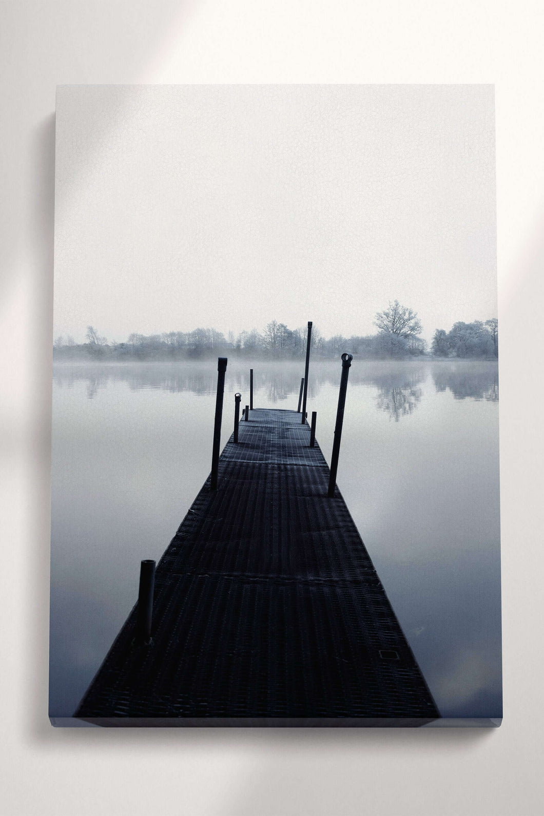 Loch Ness Foggy Dock Natural Framed Canvas Wall Art