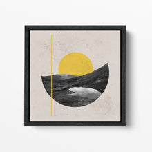 Load image into Gallery viewer, Art Collage Contemporary Art Sunset On Mountains With Lake Canvas Wall Art Framed Eco Leather Print, Made in Italy!