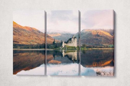 Kilchurn Castle, Lago Awe Scotland Canvas Eco Leather Print 3 panels