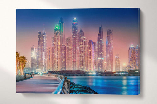 Dubai Marina Area From The Palm Jumeirah Island Canvas Eco Leather Print