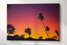 Load image into Gallery viewer, Tomatlán Jalisco Palm Silhouette Sunset Canvas Eco Leather Print