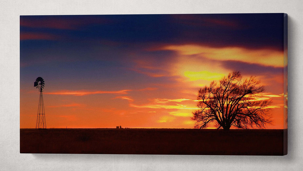 West Texas Sunset Wall Art Eco Leather Canvas Print