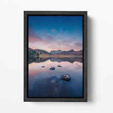 Load image into Gallery viewer, Blea Tarn Ambleside, Little Langdale Lake District UK Framed Canvas Wall Art Eco Leather Print Black Frame