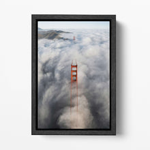 Carica l&#39;immagine nel visualizzatore di Gallery, San Francisco Foggy Golden Gate From Above Canvas Wall Art Home Decor Eco Leather Print Black Frame