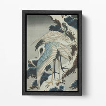 Charger l&#39;image dans la galerie, Cranes on Branch of Snow-covered Pine Katsushika Hokusai Japanese Art 1820 Canvas Wall Art Eco Leather Print, Made in Italy!