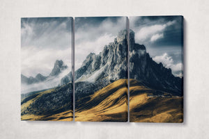 Passo Giau Dolomites Italy Mountains Wall Art Canvas Eco Leather Print 3 Panels