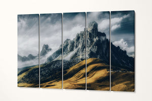Passo Giau Dolomites Italy Mountains Wall Art Canvas Eco Leather Print 5 Panels