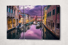 Laden Sie das Bild in den Galerie-Viewer, Venice Grand Canal at Dawn Canvas Eco Leather Print 3 Panels