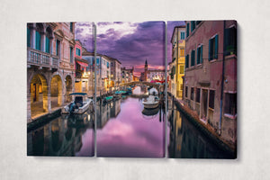 Venice Grand Canal at Dawn Canvas Eco Leather Print 3 Panels