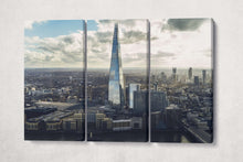 Laden Sie das Bild in den Galerie-Viewer, London The Shard Skyline Wall Art Home Decor Canvas Eco Leather Print 3 Panels