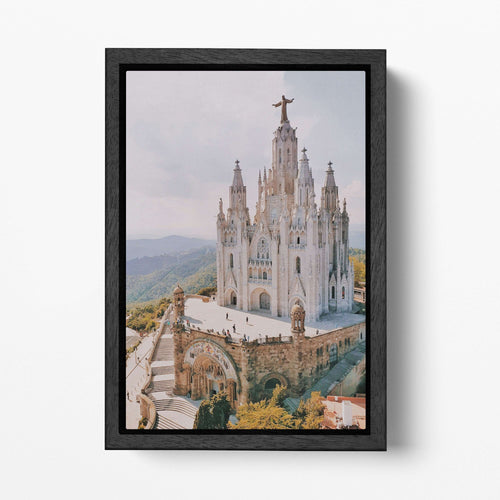 Basílica del Sagrado Corazón Tibidabo Wall Art Home Decor Canvas Eco Lather Print Black Frame