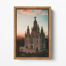Load image into Gallery viewer, Tibidabo Amusment Park Temple of the Sacred Heart of Jesus Wall Art Home Decor Canvas Eco Lather Print Wood Frame