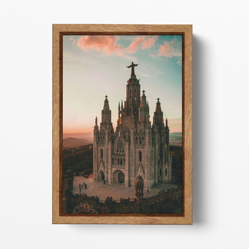 Tibidabo Amusment Park Temple of the Sacred Heart of Jesus Wall Art Home Decor Canvas Eco Lather Print Wood Frame