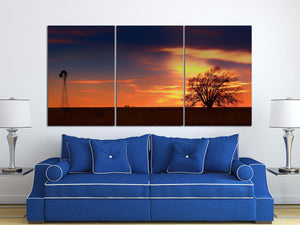 West Texas Sunset Wall Art Eco Leather Canvas Print Blue Sofa