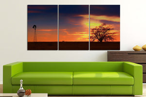 West Texas Sunset Wall Art Eco Leather Canvas Print Green Sofa