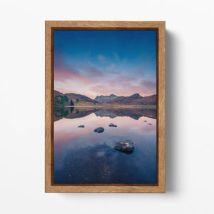 Blea Tarn Ambleside, Little Langdale Lake District UK Framed Canvas Wall Art Eco Leather Print Wood Frame