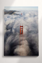 Carica l&#39;immagine nel visualizzatore di Gallery, San Francisco Foggy Golden Gate From Above Canvas Wall Art Home Decor Eco Leather Print Frame