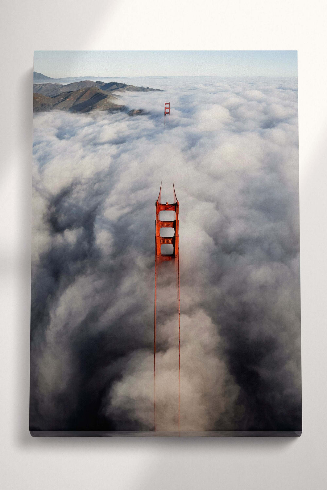 San Francisco Foggy Golden Gate From Above Canvas Wall Art Home Decor Eco Leather Print Frame