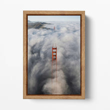 Carica l&#39;immagine nel visualizzatore di Gallery, San Francisco Foggy Golden Gate From Above Canvas Wall Art Home Decor Eco Leather Print Wood Frame