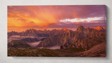 Charger l&#39;image dans la galerie, Sunrise Over Dolomiti Mountain Peak Canvas Eco Leather Print