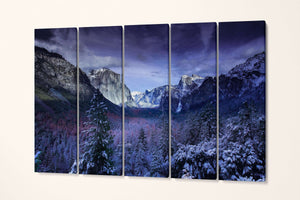 Tuolumne Meadows Half Dome Glacier Point Yosemite National Park Canvas Wall Art Eco Leather Print 5 Panels