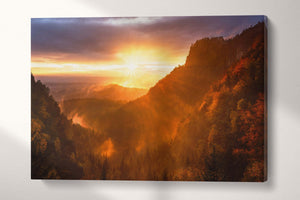 Mountains Dramatic Sunset Wall Art Canvas Eco Leather Print