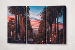 Hollywood Sign Los Angeles Framed Canvas Leather Print