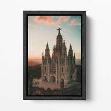 Load image into Gallery viewer, Tibidabo Amusment Park Temple of the Sacred Heart of Jesus Wall Art Home Decor Canvas Eco Lather Print Black Frame