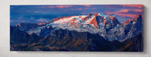 Laden Sie das Bild in den Galerie-Viewer, Marmolada Glacier, Colfosco, Italy at Dawn Wall Art Framed Canvas Print 105x36 cm