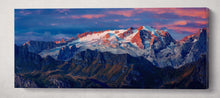 Laden Sie das Bild in den Galerie-Viewer, Marmolada Glacier, Colfosco, Italy at Dawn Wall Art Framed Canvas Print 100x40 cm