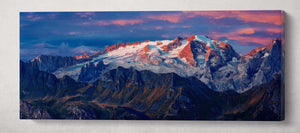 Marmolada Glacier, Colfosco, Italy at Dawn Wall Art Framed Canvas Print 100x40 cm