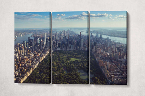 Central Park New York City Aerial View Canvas Eco Leather Print 3 Panels